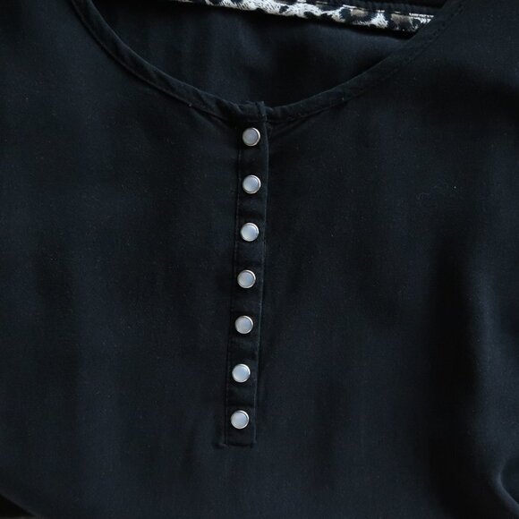 One Teaspoon Rango Black Lyocell Scoop Neck Ruffle Hem Mini Dress Size Medium M - Picture 11 of 15